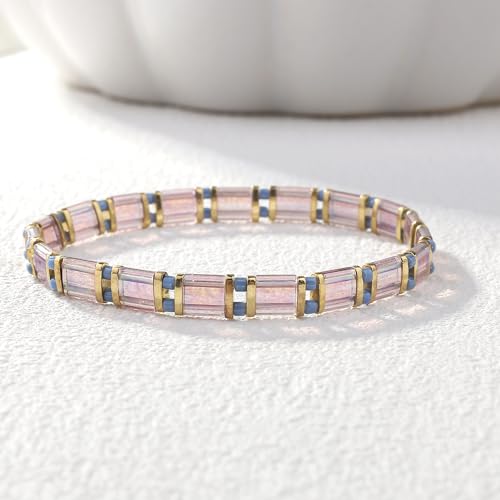 Image of KELITCH Women Pearl Beaded Bracelet Tila Stretch Bracelets Candy Colors Friendship New Jewelry