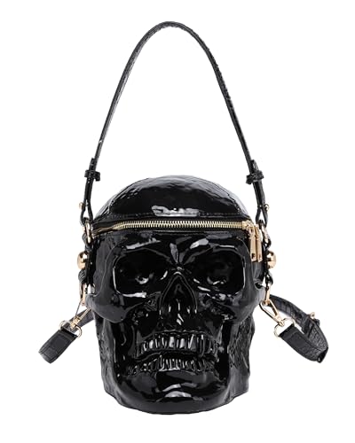 Skull Shaped Purse Crossbody Shoulder Bag Weird Horror Gothic PVC Handbag Halloween Top Handle Bag