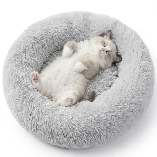 WROS Calming Dog Bed, 20' x 20' x 6' Fits Cat & Dog, Anti-Slip Round Washable Faux Fur for Doze Off,...