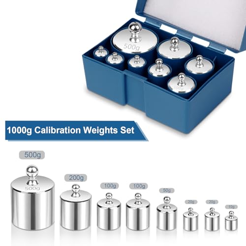 qp calibration weights 1000g 8pcs oiml class m1 high precision scale calibration weight set 10g 20g 50g 100g 200g 500g calibration weight with tweezers for digital scale gram scale lab scale