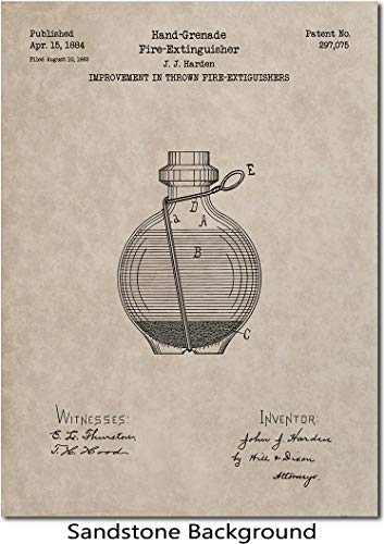 Grenade Fire Extinguisher Patent Print Art 1884