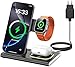 Aimtel 3 in 1 Induktive Ladestation Faltbare&Nachtlichter Kompatibel mit iPhone 17/17 Pro/17 Pro Max/17 Air/16/15/14/13,Apple Watch 11/Ultra 3/10/9/8/SE 3 für Air-Pods Pro/4/3/2 Kabelloses Ladegerät