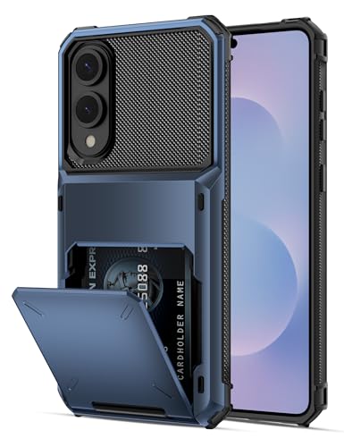 COOYA Wallet Case for Samsung Galaxy S25 Edge 6.7'' Navy, 3-5 Credit Cards Holder, Slot Flip Cover Back Pocket, Dual Layer Protective Hard Shell+Soft TPU Rubber Inner, Bumper Armor, Non-Slip, Women