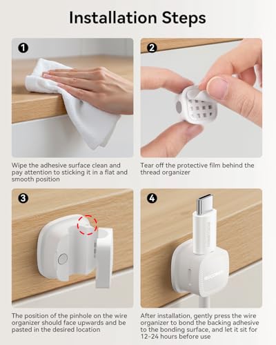 6-pack magnetic cable clips cord organizer-cable smooth adjustable rocoren desk cable management accessoriescable holder clips wire holder keeper for desktopnightstandhome officeworkspacephone