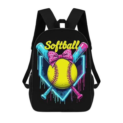 Softball Home Plate Dripping Game Day Backpack Simple Leisure Travel Backpack Outgoing Daypack 17 Inch