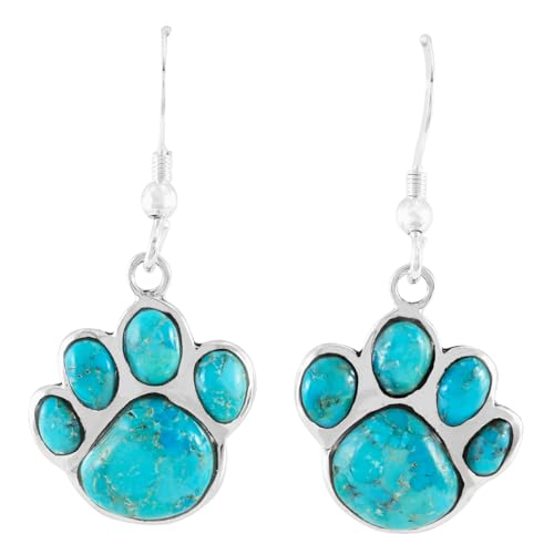 Dog Paw Earrings in Sterling Silver & Genuine Gemstones & Gemstones
