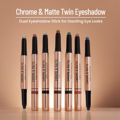 Swiss Beauty Chrome & Matte Twin Eyeshadow Stick | Mix of Matte and Shimmer | Easy to blend, non creasing eyeshadow | 24 Hour Stay | Shade- Garden Blooms, 2g