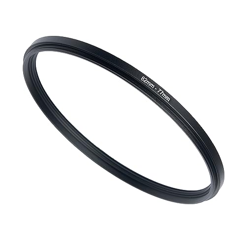Image of 82mm to 77mm Step-up Adapter Rings Filter Adapter Black Metal Step Down Filter Ring Adapter Compatible with All Brand UV CPL ND Camera Lens Filter Stepping Rings (82mm-77mm)