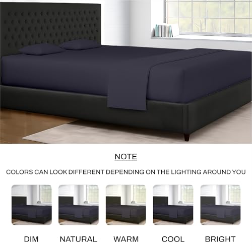 Image of SGI Bedding 120 inchx80 inch 4 Pc Family King Sheet Set 600 TC 12 inch Deep, Dark Gray