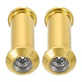 PATIKIL 1/2' Door Viewer Peephole, 2 Pcs Copper Privacy Door Viewer for Security, 220-degree Fits 1-3/8inch to 2-3/8inch Door Peep Hole with Privacy Cover for Home Office Hotel, Gold
