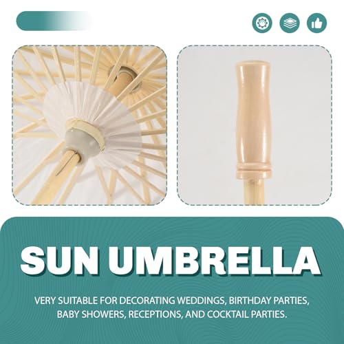 puhae 5PCS Paper Parasol 60Cm Beach Umbrella White DIY Umbrella Photography Props for Baby Shower Party Wedding - Image 2