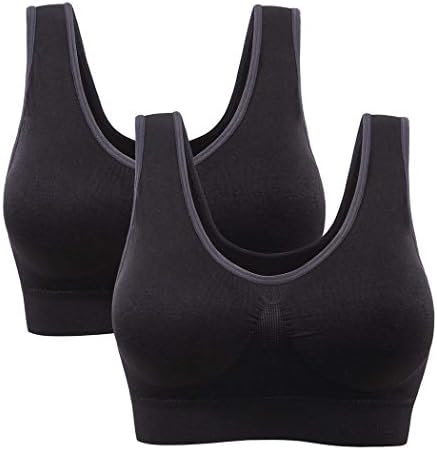 AM CLOTHES Womens Plus Size Sports Bra Padded Seamless Wireless Yoga Sleep Bra Multi Pack