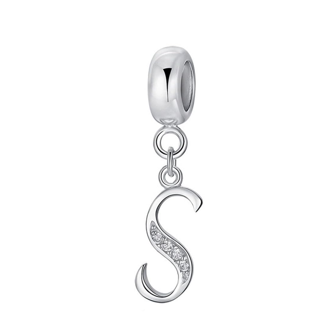 925 Sterling Silver Letter Charm - Alphabet & Initial Charms, Anniversary & Words Charm - Fits for Pandora Bracelet