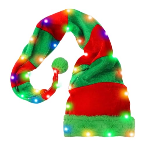 Weihnachtsmütze, Weihnachtsmütze mit Lichtern, gestreifte...