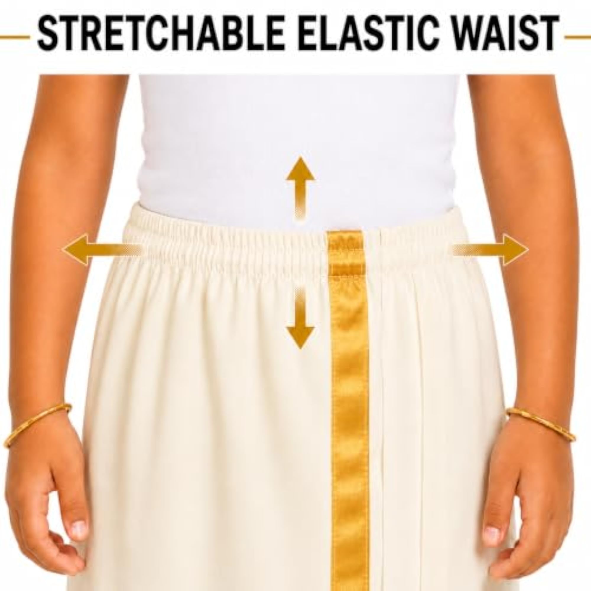 Readymade Elastic Cotton Dhoti for Kids with Side Pocket