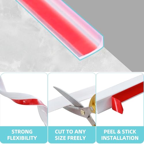 Image of Shower Threshold Water Dam,Walk in Shower Water Guard, Shower Dam Water Barrier Bathroom Sink Splash for Dry And Wet Separation Caulk Seal Strip Edge Trim (98Inch, Transparent)