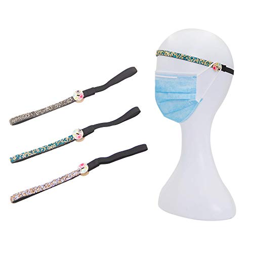 Headband with Buttons for Mask - 3pcs NO SLIP Skinny Bling Glitter Headband, Thin Headbands with Buttons for Mask, Head Band Ear Protection Holder for Sports Yoga Workout
