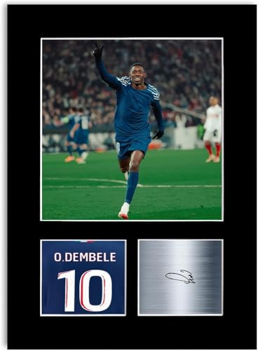 Ousmane Dembele Joueur de Football 2024-2025 A4 Affiche Photo Signée Montée Cadeau Pour Les Fans du PSG