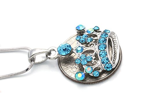 Princess Crown Tiara Pendant Necklace Pink Rhinestones Fashion Jewelry3