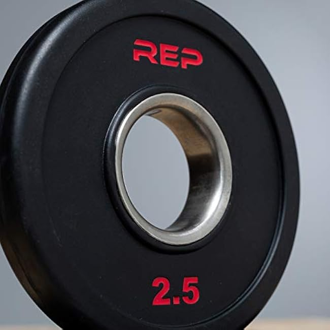 REP Fitness Rubber Coated Olympic Plates, Updated Design - Tri-Grip Olympic Barbell Weights ¨C Sold in Pairs and Sets¡