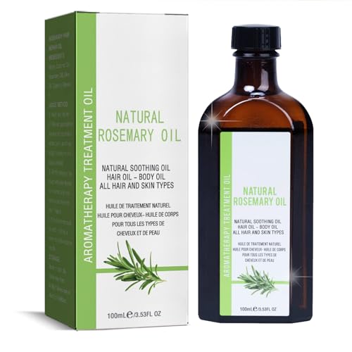 Aceite de Romero para el Cabello y la Piel 100ml - Aceite de Romero para el Crecimiento del Cabello - Trata el Cabello Seco y Dañado para Frenar la Caída del Cabello