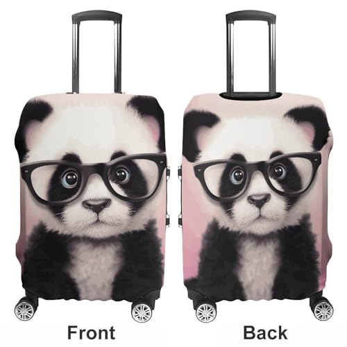 Baby Panda with Glasses Luggage Cover, Washable Elastic Suitcase Cover Protector Fit 18-32 Inch Luggage3