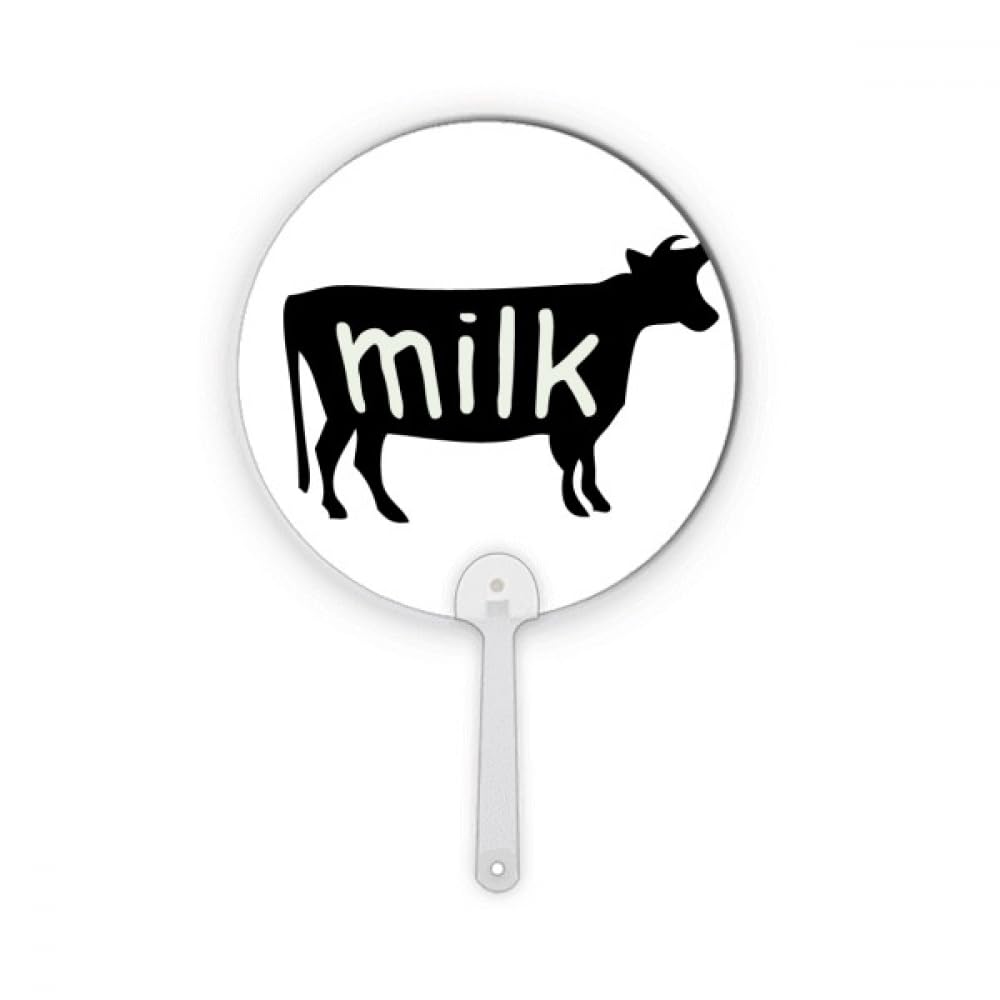 Éventail rond en plastique naturel à bordure renforcée motif vache noire durable