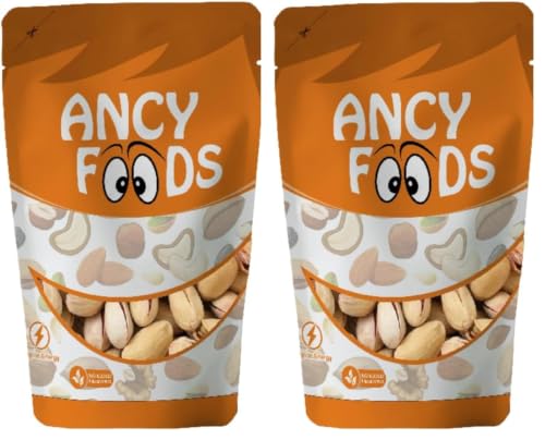Image of Ancy Roasted and Salted Pistachios 1000 Grams (250g X 4) - Tasty Crunchy Healthy Nut Snack | Pista Dry Fruit | Rich in Protein, Fiber & Antioxidants | Great for Kids During Study Time and Office Breaks | Vegan Friendly Pista | Low Calorie - Lightly salted Pistachios