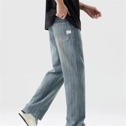 Men's Striped Jeans Y2K Streetwear Style Baggy Straight Denim Pants Retro INS Look Trousers4