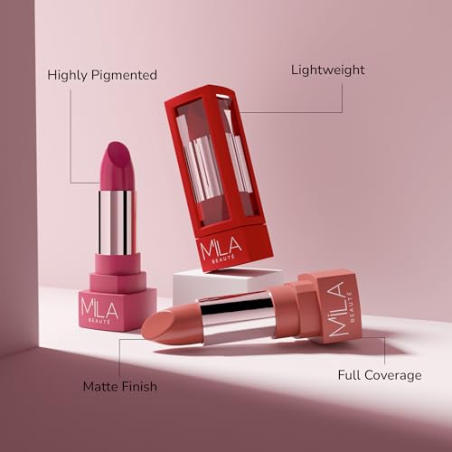 Image of MILA BEAUTE Matte Lipstick | Highly Pigmented & Lightweight Formula | Matte Finish | Gives Full Coverage | Shade -