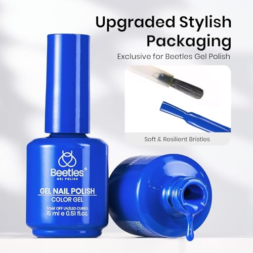 Image of Beetles Blue Gel Polish - 15ML /0.51Fl Oz., Royal Blue Gel Polish, Color-Matched Bottle, Soak-Off UV LED, Long-Lasting Holiday & Summer Nails Art for DIY Beginners & Salon Pros
