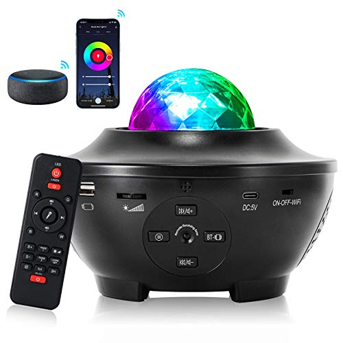 Star Projector, Galaxy Projector Skylight Night Light for Bedroom Sky Lite Projector, 3 in 1 Star Projector Work with Alexa, 10 Color Music Starry Light Projector