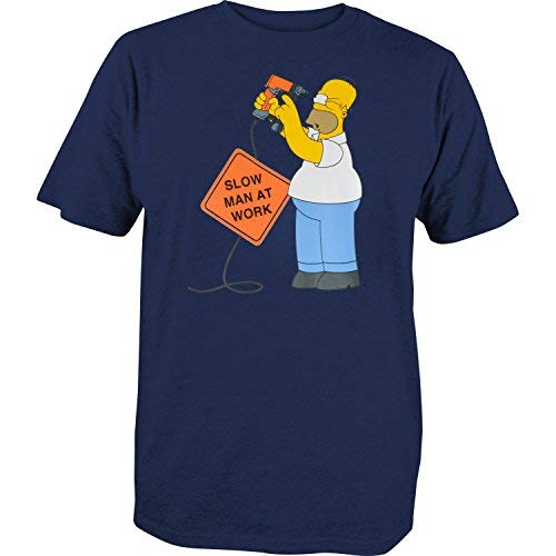The Simpsons - Homer Herren T-Shirt Slow Man at Work, blau, Gr. M