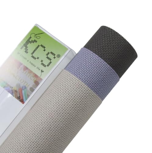 Image of KCS 3 pc of 15 inch x 18 inch(38cmx45cm) 18 Count Cross Stitch Cotton Aida Cloth Needlework Rolled Fabric Box,18CT,Pearl Grey +Light Steel Grey+Dark Grey