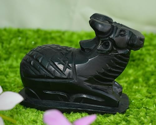 Estatua Nandi de Piedra Húmeda para Decoración y Puja miniatura 4