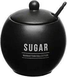 Haüskraft - Açucareirocom colher de porcelana Manhattan preto 350ml