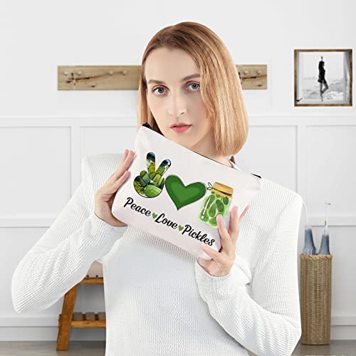 WZMPA Pickle Lover Cosmetic Makeup Bag Pickle Party Gift Peace Love Pickles Makeup Zipper Pouch Bag Pickle Merchandise - Image 4