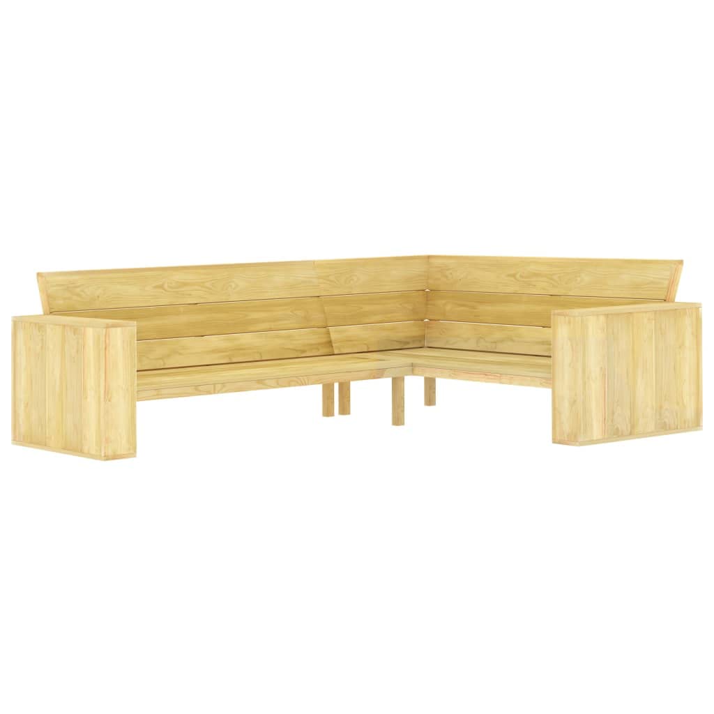 Banco esquinero vintage de pino macizo de 239 cm, banco esquinero de jardín con respaldo y reposabrazos para patio, resistente a la intemperie