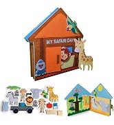 Quiet Book PANTAWORLDS Meqbem - Livre Sensoriel Montessori My Small Room + My Safari Day