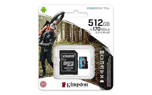 Image of Kingston 512GB microSDXC Canvas Go Plus 170MB /s Read UHS-I, C10, U3, V30, A2 /A1 Memory Card + Adapter (SDCG3 /512GB)