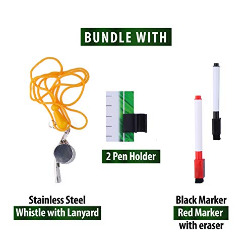 Soccer Clipboard for Coaches, Dry Erase Clipboard, Double Sided Lineup Coach Whiteboard with Whistle and Markers – Soccer Coaching Equipment Playbook Board Gear, Coaching Tactics Board