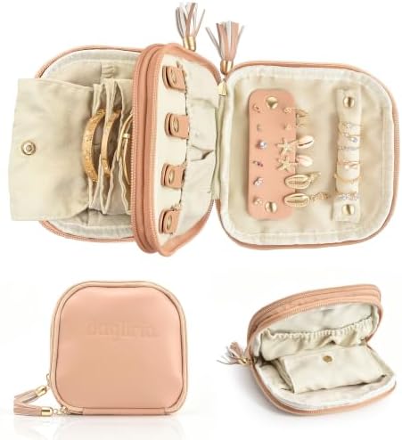 Travel Jewelry Case, Soft Jewelry Organizer with Compartments for Women