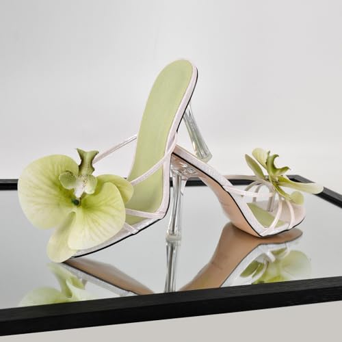 sexytag Clear Kitten Heels Floral Print Thong Sandals Slip On Flower Stiletto Heels Open Toe Mules3