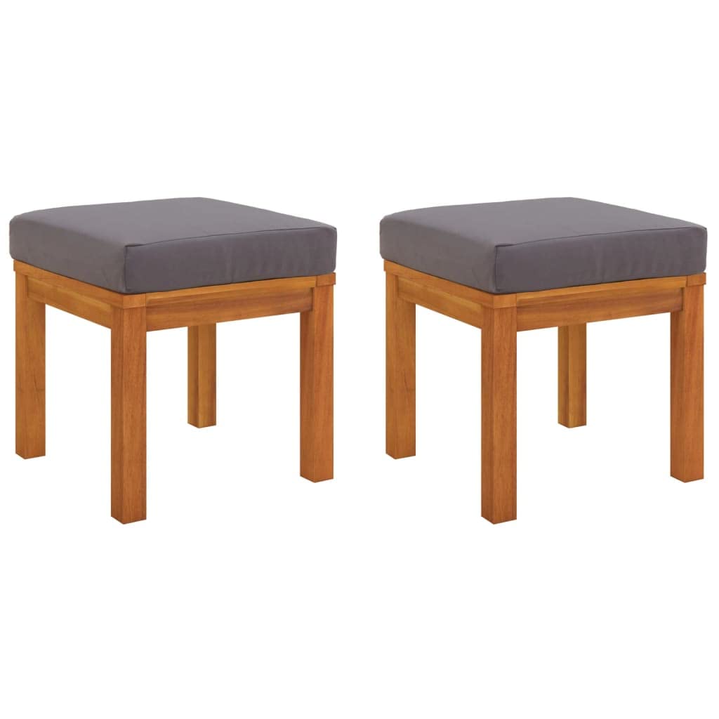 vidaXL Taburetes de jardín con Cojines 2 uds Madera Acacia 40x40x42 cm