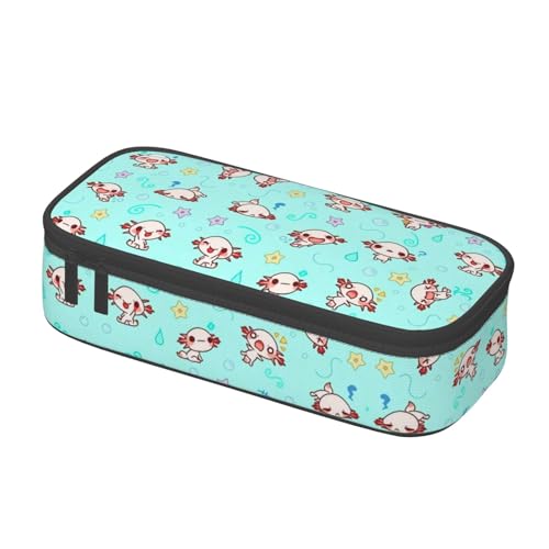 Image of Cute Kawaii Axolotl Pencil Case Big Capacity Storage Pencil Pouch Stationery Bags With Zipper Portable Pen Holder Box Organizer For Boys Student College School Office Supplies