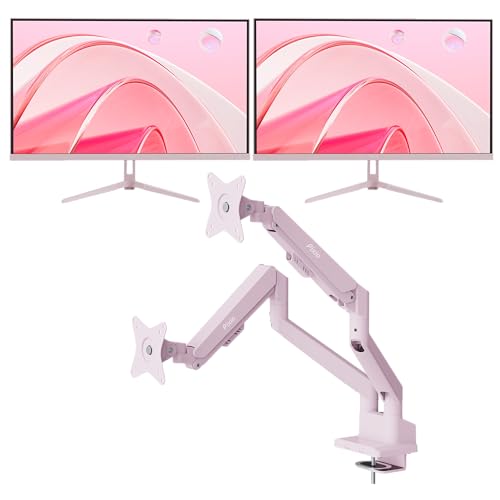 Image of Pixio Two PX278 Wave Pink 27 inch 180Hz Refresh Rate FHD 1440p Resolution Fast IPS Panel 1ms GTG Response Time Gaming Monitor and PS1D Wave Pink Dual Monitor Arm - Fits up to 32 inches and 19.8lbs