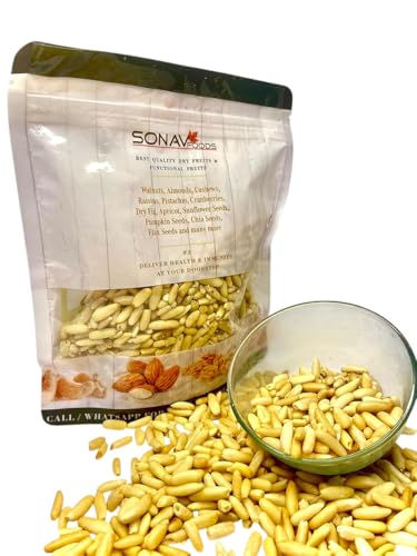 Image of SONAV FOODS Pine Nuts 100 GM | Chilgoza Dry Fruits | Without Shell | Nuts Jumbo Size Pine Nuts Chilgoze | Chilgoja