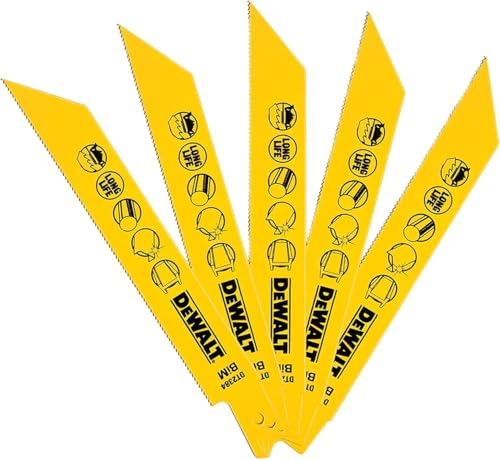 DeWalt BI-Metall Metallsäbelsägeblätter (Gesamtlänge: 152 mm, Zahnteilung: 1.4 mm, für schnelle Schnitte in Stahlblech, Rohren und Profilen bis 3 mm) DT2384