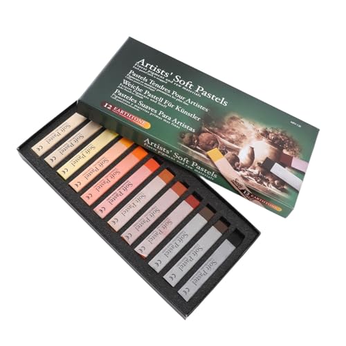 Naroote Pastel Cuadrado Suave, Pintura con un Pastel Suave y Universal 12 Piezas Bien Extendidas para la Fabricación de Líneas Gruesas y Finas (De colores)
