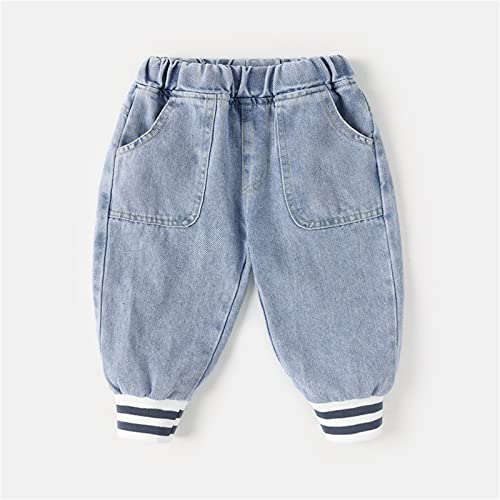 Toddler Baby Boys Girls Blue Jeans Kids Elastic Waist Trousers with Pockets Casual Pants2